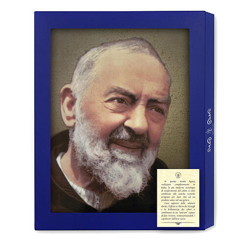 Saint Pio of Pietrelcina, wood board icon with gift box, 25x20 cm 3