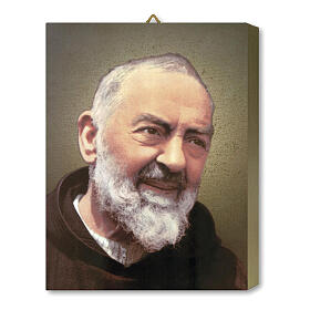 Saint Pio de Pietrelcina tableau en bois avec boîte cadeau 25x20 cm
