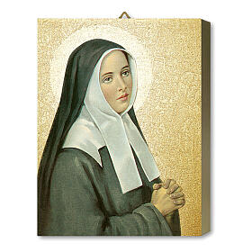 Estampa sobre placa de madeira Santa Bernadette Soubirous caixa para presente 25x20 cm