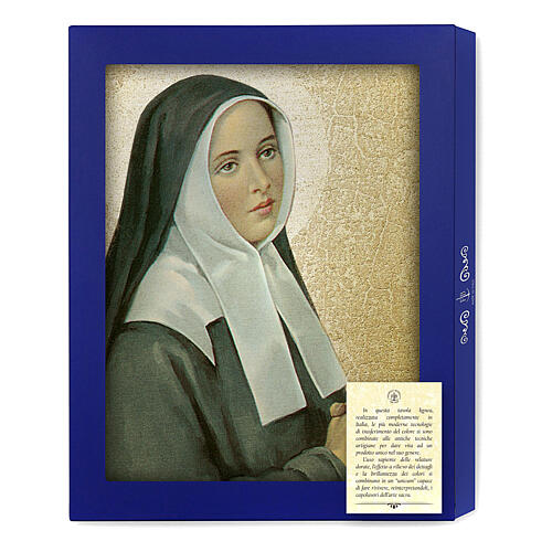 Estampa sobre placa de madeira Santa Bernadette Soubirous caixa para presente 25x20 cm 3