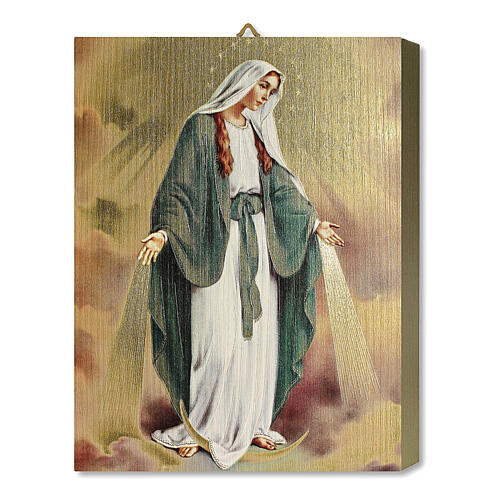 Tabla de Madera Icono Virgen Milagrosa Caja Regalo 25x20 cm 1