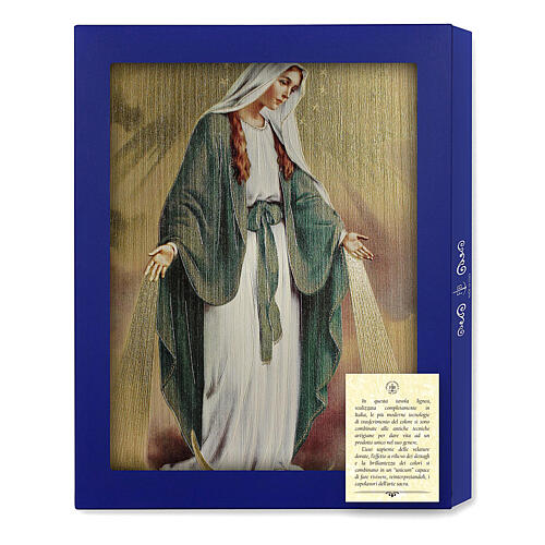 Tabla de Madera Icono Virgen Milagrosa Caja Regalo 25x20 cm 3