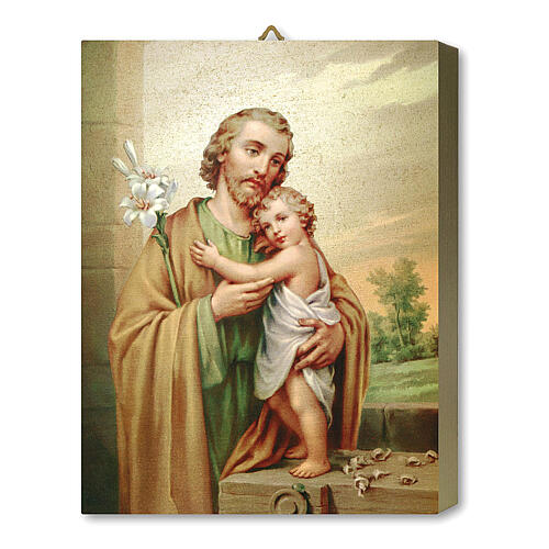 Saint Joseph, wood board icon with gift box, 25x20 cm 1