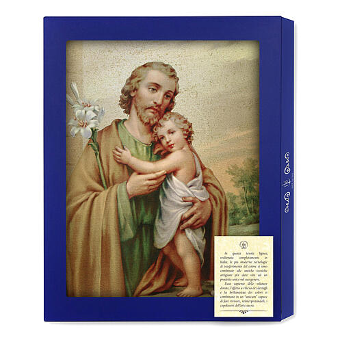 Saint Joseph, wood board icon with gift box, 25x20 cm 3