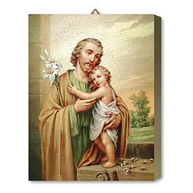 Saint Joseph tableau en bois boîte cadeau 25x20 cm