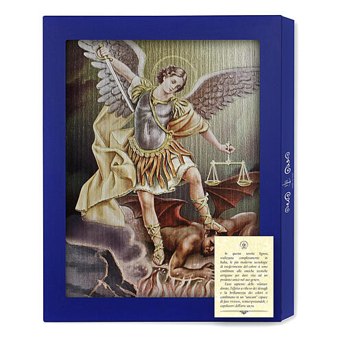 Saint Michel Archange tableau en bois boîte cadeau 25x20 cm 3