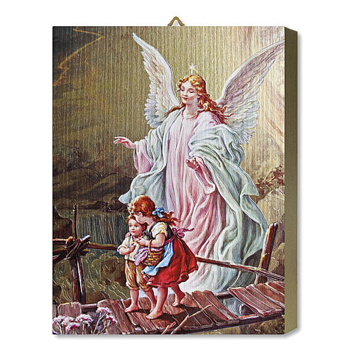 Wood board icon with gift box, Guardian Angel, 25x20 cm 1