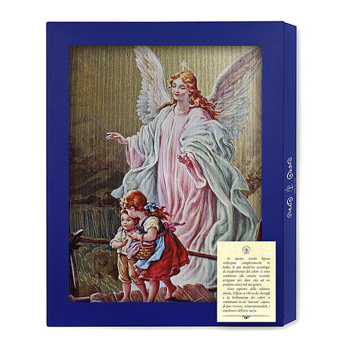 Wood board icon with gift box, Guardian Angel, 25x20 cm 3