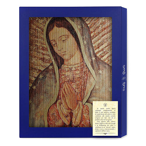 Obraz na desce drewnianej Matka Boża z Guadalupe, 25x20 cm 3