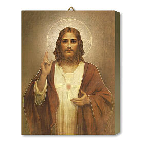 Estampa placa de madeira Sagrado Coração de Jesus de Chambers caixa para presente 25x20 cm