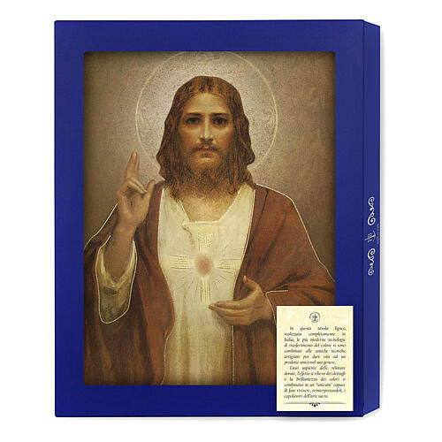 Estampa placa de madeira Sagrado Coração de Jesus de Chambers caixa para presente 25x20 cm 3