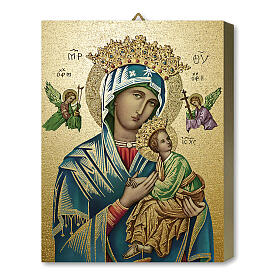 Wood board icon with gift box, Our Lady of Perpetual Help, 25x20 cm