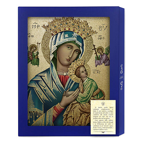 Wood board icon with gift box, Our Lady of Perpetual Help, 25x20 cm 3