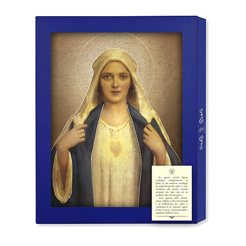 Wood board icon with gift box, Immaculate Heart of Mary by Chambers, 25x20 cm 3