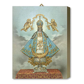 Wood board icon with gift box, Our Lady of San Juan, 25x20 cm