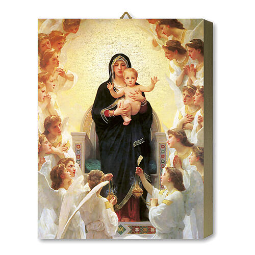 Wood board icon with gift box, Queen of the Angels by Bouguereau, 25x20 cm 1