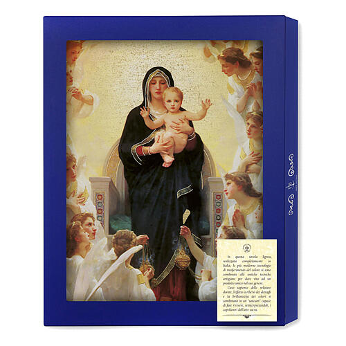 Wood board icon with gift box, Queen of the Angels by Bouguereau, 25x20 cm 3