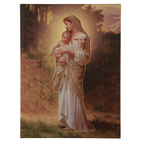Wood board icon with gift box, Our Lady of Divine Innocence, 25x20 cm