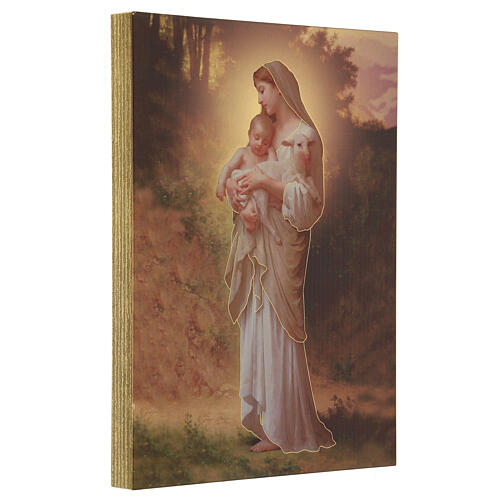 Wood board icon with gift box, Our Lady of Divine Innocence, 25x20 cm 3