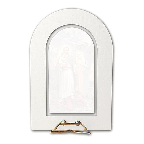 Vitrail tridimensionnel à poser Sainte Famille contre le diable plexiglass 12x8 cm 2