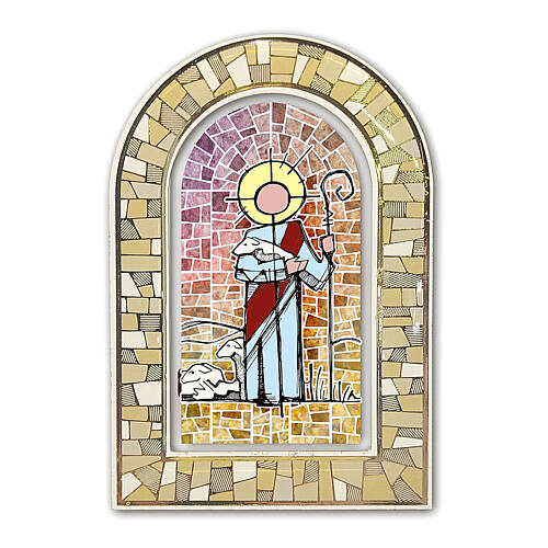 Tridimensional stained glass window, standing plexiglass printing, Jesus the Good Shepherd, 12x8 cm 1