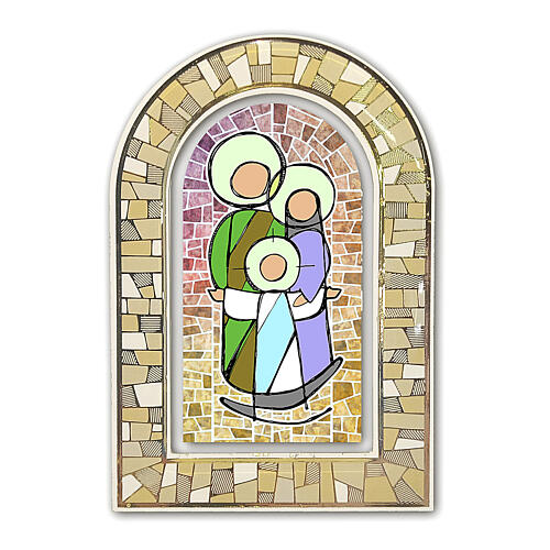 Tridimensional stained glass window, standing plexiglass printing, Holy Family, 12x8 cm 1