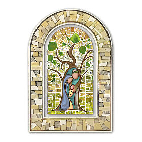Tridimensional stained glass window, standing plexiglass printing of the Tree of Life, 12x8 cm