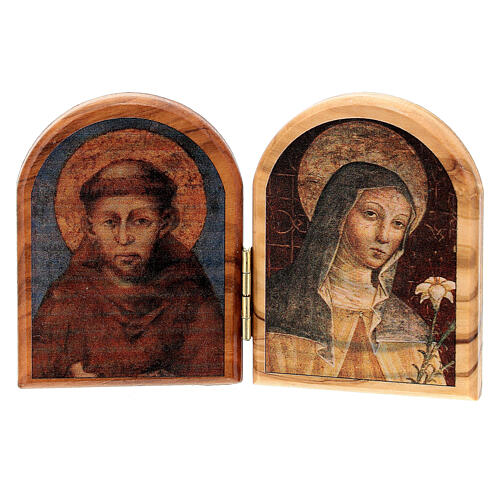 St Francis Mary diptych in Assisi wood 6x10 cm 1