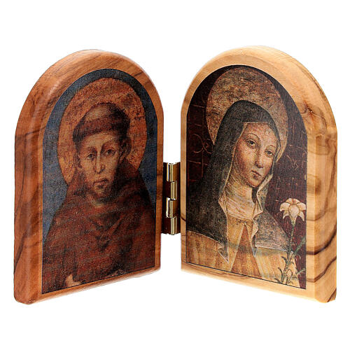 St Francis Mary diptych in Assisi wood 6x10 cm 2