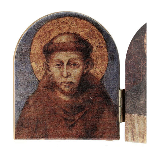 Díptico madeira de Assis 11x7 cm São Francisco e Virgem Maria 2