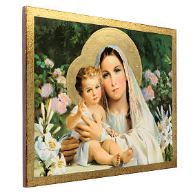 Wood painting of Virgin with Child by Simeone 13x17 in