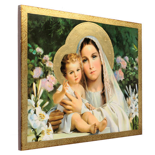 Cuadro madera Virgen con Niño Simeone 35x45 2