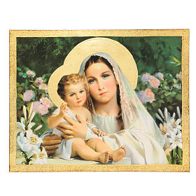 Tableau bois Vierge à l'Enfant Simeone 35x45 cm