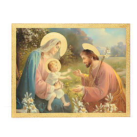Holy Family printed wood picture 35x45 Simeone