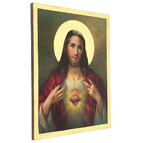 Sacred Heart of Jesus by Simeone, printing on wood, 17x12.5