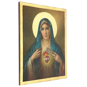 Immaculate Heart of Mary by Simeone, printing on wood, 17x12.5 in