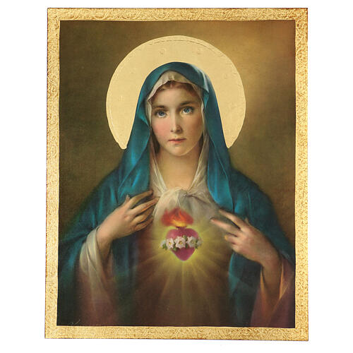 Quadro legno Sacro Cuore di Maria 45x30 Simeone  1