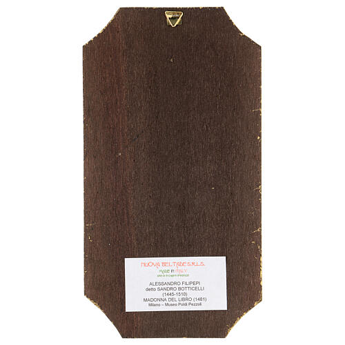 Wandbild Gottesmutter mit dem Buch – nach Botticelli – auf konturgeschnittenem Pappelholz – 25x10 cm 3