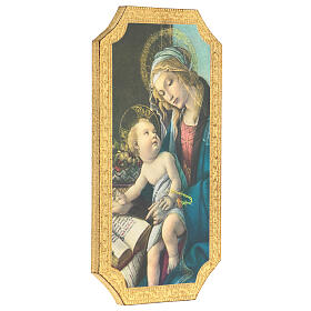 Painting printed on wood of the Madonna of the Book by Botticelli 9x5 in