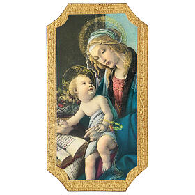 Quadro stampa su legno Madonna di Botticelli 25x10