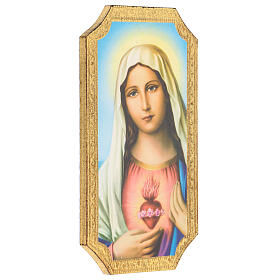 Painting printed on wood of the Immaculate Heart of Mary by Tarantino 9x5 in