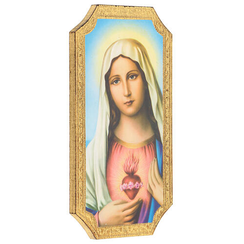Painting printed on wood of the Immaculate Heart of Mary by Tarantino 9x5 in 2