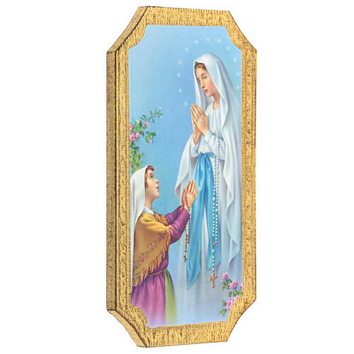 Wandbild Madonna von Lourdes mit Bernadette – auf konturgeschnittenem Pappelholz – 25x10 cm 2