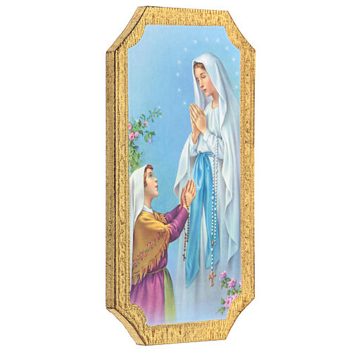Tableau bois Notre-Dame de Lourdes avec Bernadette 25x10 cm 2