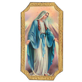 Painting printed on wood of Our Lady of the Miraculous Medal 9x5 in
