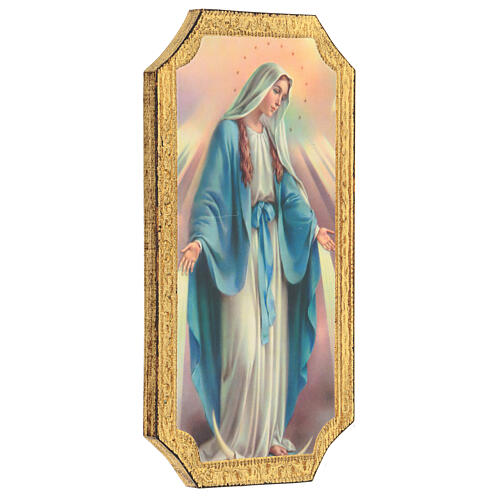 Quadro legno Madonna Miracolosa 25x10 stampata 2