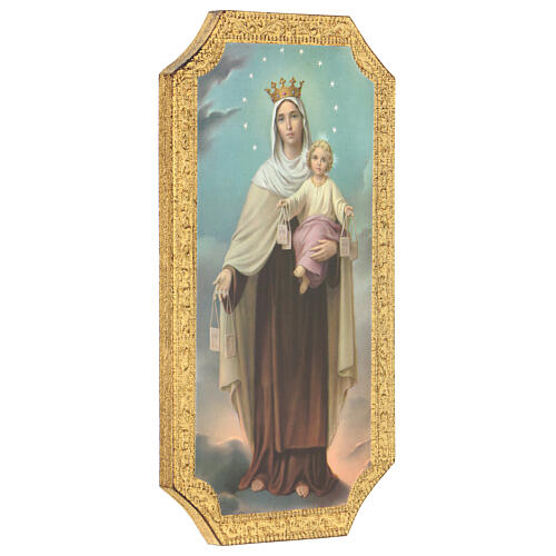 Our Lady of Mt Carmel print on poplar wood 25x10 cm 2