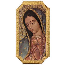 Quadro Nossa Senhora de Guadalupe impressão em madeira 25x10 cm