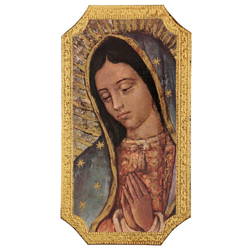Quadro Nossa Senhora de Guadalupe impressão em madeira 25x10 cm 1