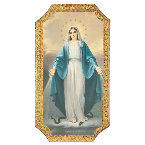 Quadro Nossa Senhora Milagrosa impressão em madeira 25x10 cm 1
